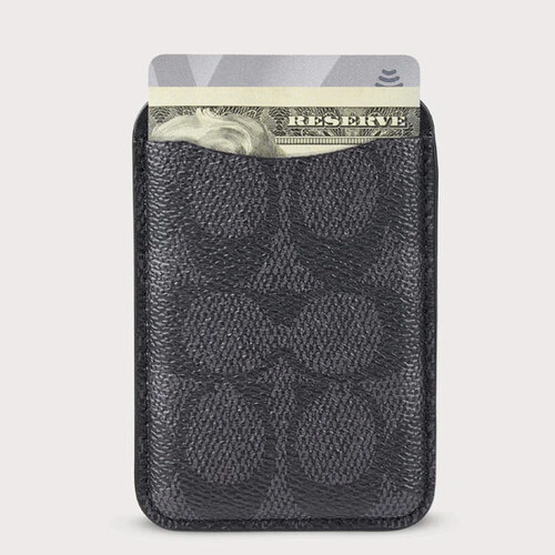 Coach MagSafe Card Holder - Signature Charcoal 