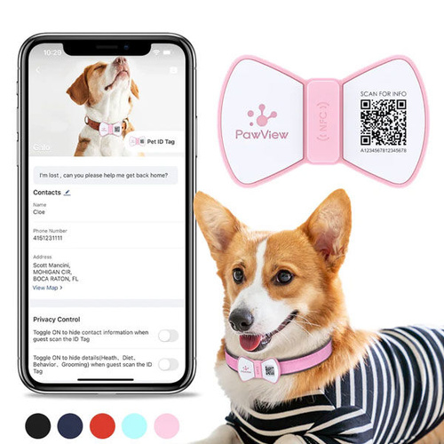 Pawview Bow Anti-Loss Smart Pet ID Tag with QR Code